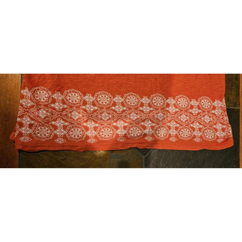 Ann Taylor Loft Women Orange Sleeveless Blouse Sz M Boho - Picture 3 of 8